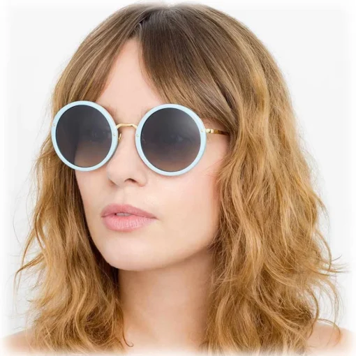 Linda Farrow - 239 C70 Round Sunglasses - Porcelaine Blu - Eyewear - Avvenice^ Sunglasses & Eyewear