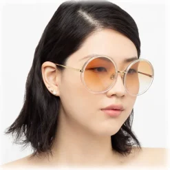 Linda Farrow - 457 C31 Round Sunglasses - Clear Gold - Eyewear - Avvenice^ Sunglasses & Eyewear