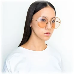 Linda Farrow - 457 C18 Round Sunglasses - Milky Peach - Eyewear - Avvenice