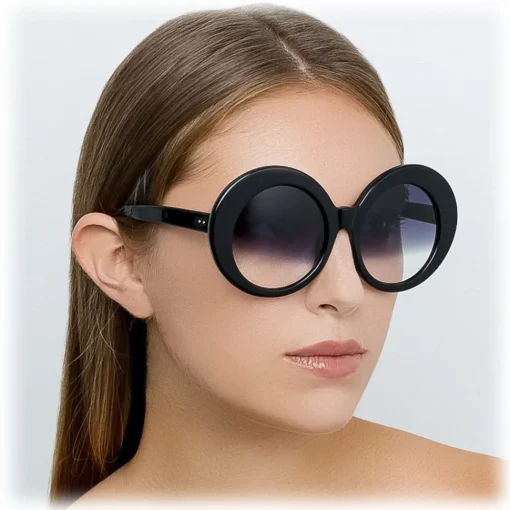 Linda Farrow - 468 C14 Round Sunglasses - Black - Eyewear - Avvenice