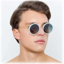 Linda Farrow - 239 C70 Round Sunglasses - Porcelaine Blu - Eyewear - Avvenice^ Sunglasses & Eyewear
