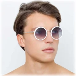 Linda Farrow - 239 C68 Round Sunglasses - White - Eyewear - Avvenice