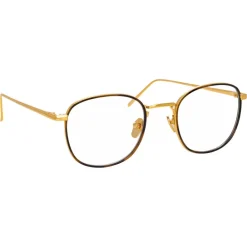 Linda Farrow - 719 C2 Square Optical Frames - Yellow Gold & Tortoiseshell - Eyewear - Avvenice