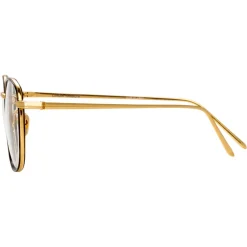Linda Farrow - 719 C2 Square Optical Frames - Yellow Gold & Tortoiseshell - Eyewear - Avvenice