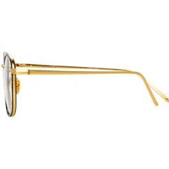 Linda Farrow - 719 C1 Square Optical Frames - Yellow Gold & Black - Eyewear - Avvenice^ Sunglasses & Eyewear