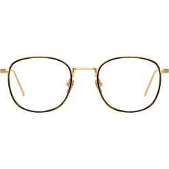 Linda Farrow - 719 C2 Square Optical Frames - Yellow Gold & Tortoiseshell - Eyewear - Avvenice
