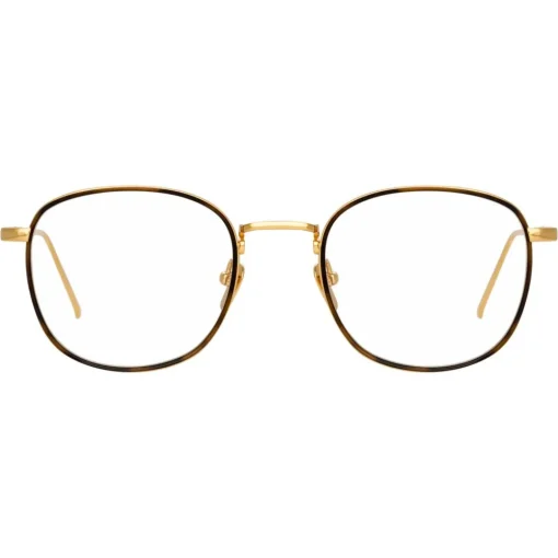 Linda Farrow - 719 C2 Square Optical Frames - Yellow Gold & Tortoiseshell - Eyewear - Avvenice