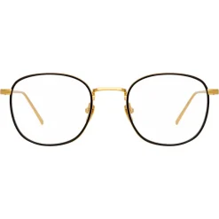 Linda Farrow - 719 C1 Square Optical Frames - Yellow Gold & Black - Eyewear - Avvenice^ Sunglasses & Eyewear