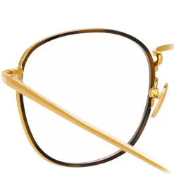 Linda Farrow - 719 C2 Square Optical Frames - Yellow Gold & Tortoiseshell - Eyewear - Avvenice