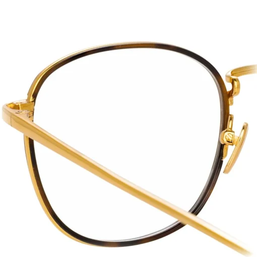 Linda Farrow - 719 C2 Square Optical Frames - Yellow Gold & Tortoiseshell - Eyewear - Avvenice