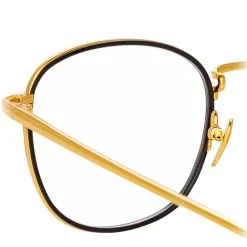 Linda Farrow - 719 C1 Square Optical Frames - Yellow Gold & Black - Eyewear - Avvenice^ Sunglasses & Eyewear