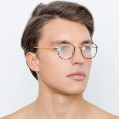 Linda Farrow - 719 C2 Square Optical Frames - Yellow Gold & Tortoiseshell - Eyewear - Avvenice