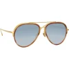Linda Farrow - Abel Aviator Sunglasses in Horn - LFL1118C4SUN - Eyewear - Avvenice