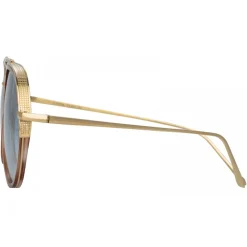 Linda Farrow - Abel Aviator Sunglasses in Horn - LFL1118C4SUN - Eyewear - Avvenice