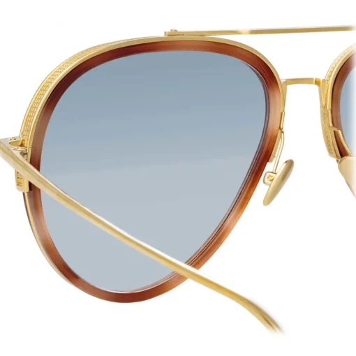 Linda Farrow - Abel Aviator Sunglasses in Horn - LFL1118C4SUN - Eyewear - Avvenice