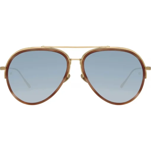 Linda Farrow - Abel Aviator Sunglasses in Horn - LFL1118C4SUN - Eyewear - Avvenice