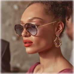 Linda Farrow - Abel Aviator Sunglasses in Horn - LFL1118C4SUN - Eyewear - Avvenice