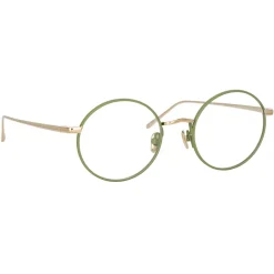 Linda Farrow - Adams Oval Optical Glasses in Light Gold Khaki - LFL925C6OPT - Eyewear - Avvenice