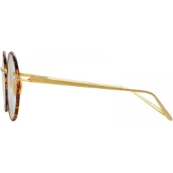 Linda Farrow - Adams Oval Optical Glasses in Yellow Gold Tortoiseshell - LFL925C5OPT - Eyewear - Avvenice^ Sunglasses
