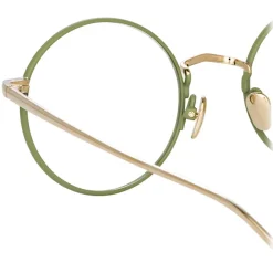Linda Farrow - Adams Oval Optical Glasses in Light Gold Khaki - LFL925C6OPT - Eyewear - Avvenice