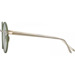 Linda Farrow - Adams Oval Optical Glasses in Light Gold Khaki - LFL925C6OPT - Eyewear - Avvenice