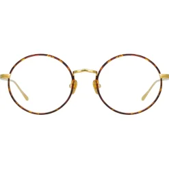 Linda Farrow - Adams Oval Optical Glasses in Yellow Gold Tortoiseshell - LFL925C5OPT - Eyewear - Avvenice^ Sunglasses