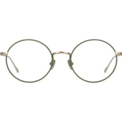 Linda Farrow - Adams Oval Optical Glasses in Light Gold Khaki - LFL925C6OPT - Eyewear - Avvenice