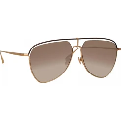 Linda Farrow - Alma Aviator Sunglasses in Rose Gold - LFL1205C2SUN - Eyewear - Avvenice^ Sunglasses