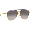 Linda Farrow - Alma Aviator Sunglasses in Yellow Gold - LFL1205C1SUN - Eyewear - Avvenice