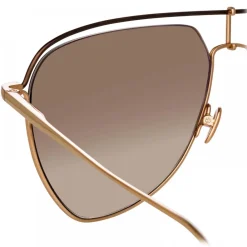 Linda Farrow - Alma Aviator Sunglasses in Rose Gold - LFL1205C2SUN - Eyewear - Avvenice^ Sunglasses