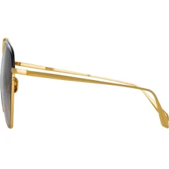 Linda Farrow - Alma Aviator Sunglasses in Yellow Gold - LFL1205C1SUN - Eyewear - Avvenice