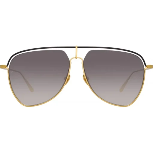 Linda Farrow - Alma Aviator Sunglasses in Yellow Gold - LFL1205C1SUN - Eyewear - Avvenice