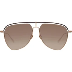 Linda Farrow - Alma Aviator Sunglasses in Rose Gold - LFL1205C2SUN - Eyewear - Avvenice^ Sunglasses