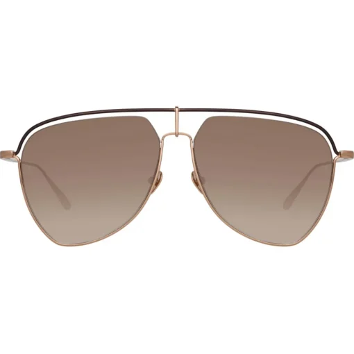 Linda Farrow - Alma Aviator Sunglasses in Rose Gold - LFL1205C2SUN - Eyewear - Avvenice^ Sunglasses