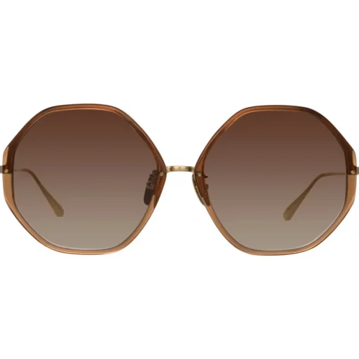 Linda Farrow - Alona Hexagon Sunglasses in Tobacco - LFL901C22SUN - Eyewear - Avvenice^ Sunglasses