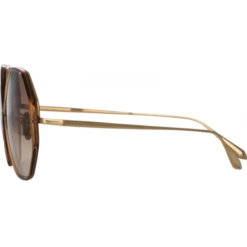 Linda Farrow - Alona Hexagon Sunglasses in Tobacco - LFL901C22SUN - Eyewear - Avvenice^ Sunglasses