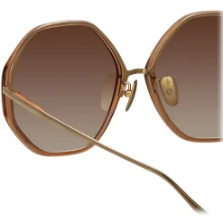 Linda Farrow - Alona Hexagon Sunglasses in Tobacco - LFL901C22SUN - Eyewear - Avvenice^ Sunglasses