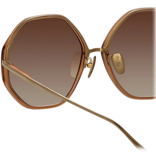 Linda Farrow - Alona Hexagon Sunglasses in Tobacco - LFL901C22SUN - Eyewear - Avvenice^ Sunglasses