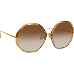 Linda Farrow - Alona Oversized Sunglasses in Brown - LFLC901C7SUN - Eyewear - Avvenice