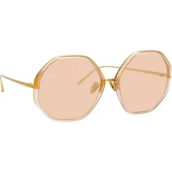 Linda Farrow - Alona Oversized Sunglasses in Peach - LFL901C6SUN - Eyewear - Avvenice^ Sunglasses
