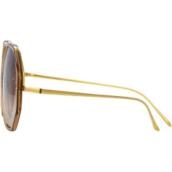 Linda Farrow - Alona Oversized Sunglasses in Brown - LFLC901C7SUN - Eyewear - Avvenice