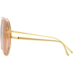 Linda Farrow - Alona Oversized Sunglasses in Peach - LFL901C6SUN - Eyewear - Avvenice^ Sunglasses