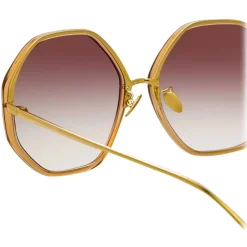 Linda Farrow - Alona Oversized Sunglasses in Brown - LFLC901C7SUN - Eyewear - Avvenice