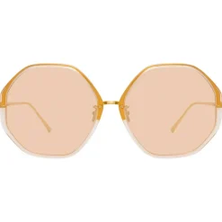 Linda Farrow - Alona Oversized Sunglasses in Peach - LFL901C6SUN - Eyewear - Avvenice^ Sunglasses