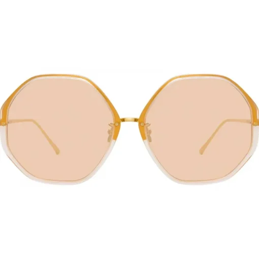 Linda Farrow - Alona Oversized Sunglasses in Peach - LFL901C6SUN - Eyewear - Avvenice^ Sunglasses