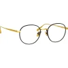 Linda Farrow - Anton Oval Optical Glasses in Yellow Gold Black - LFL1230C1OPT - Eyewear - Avvenice