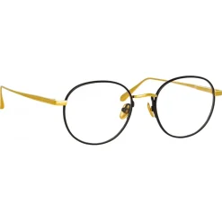 Linda Farrow - Anton Oval Optical Glasses in Yellow Gold Black - LFL1230C1OPT - Eyewear - Avvenice
