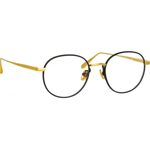 Linda Farrow - Anton Oval Optical Glasses in Yellow Gold Black - LFL1230C1OPT - Eyewear - Avvenice