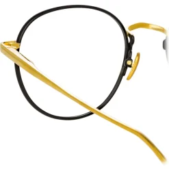Linda Farrow - Anton Oval Optical Glasses in Yellow Gold Black - LFL1230C1OPT - Eyewear - Avvenice
