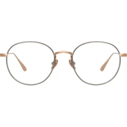 Linda Farrow - Anton Oval Optical Glasses in Rose Gold White Gold - LFL1230C2OPT - Eyewear - Avvenice